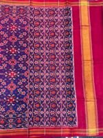 Semi ikkat blue navaratna patan Patola saree - Image 3