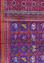 Semi ikkat blue nine figure patan Patola saree - Image 3